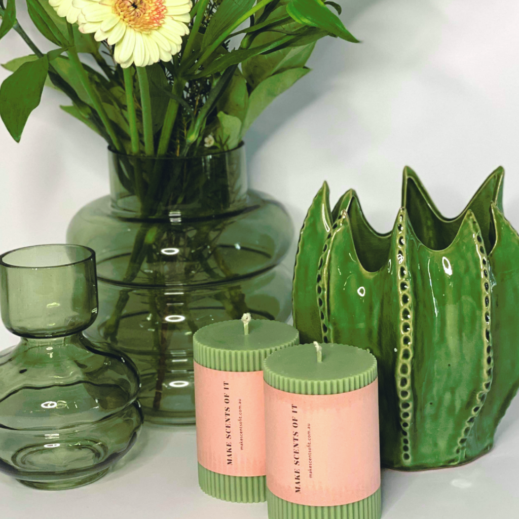 Green Glassware Green Candles Green Cactus Vase Decor | Online Home Decor Store Australia